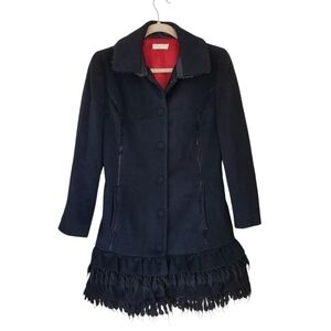 MonnaLisa Italy Black Wool Blend Dressy Pea Coat Evening Party